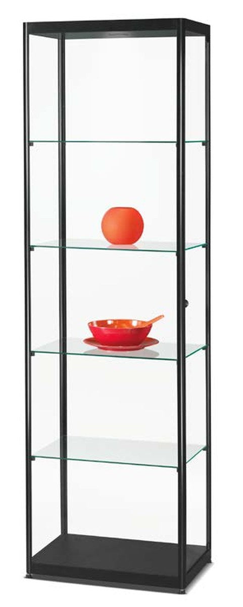 Vitrinekast met LED-verlichting, 60 cm breed in zwart