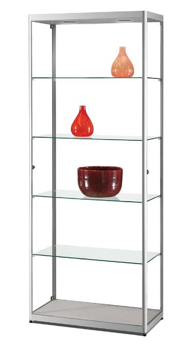 Vitrinekast met LED-verlichting, 80 cm breed in zilver