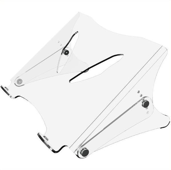Notebookstandaard TH450: schuin oplopende standaard van helder acryl, zonder notebook erop