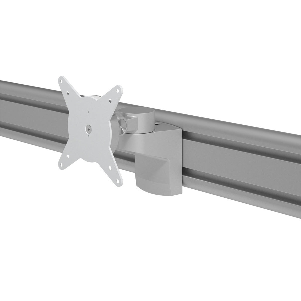 Rail-monitorarm BN402 met VESA-plaat op de rail