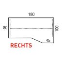 Maattekening van het alpha-blad in de rechtsuitvoering met de maten 180, 100, 80 en 45