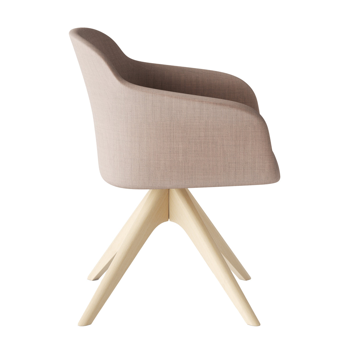 Baila Low in beige op een houten kruisvoet, van opzij