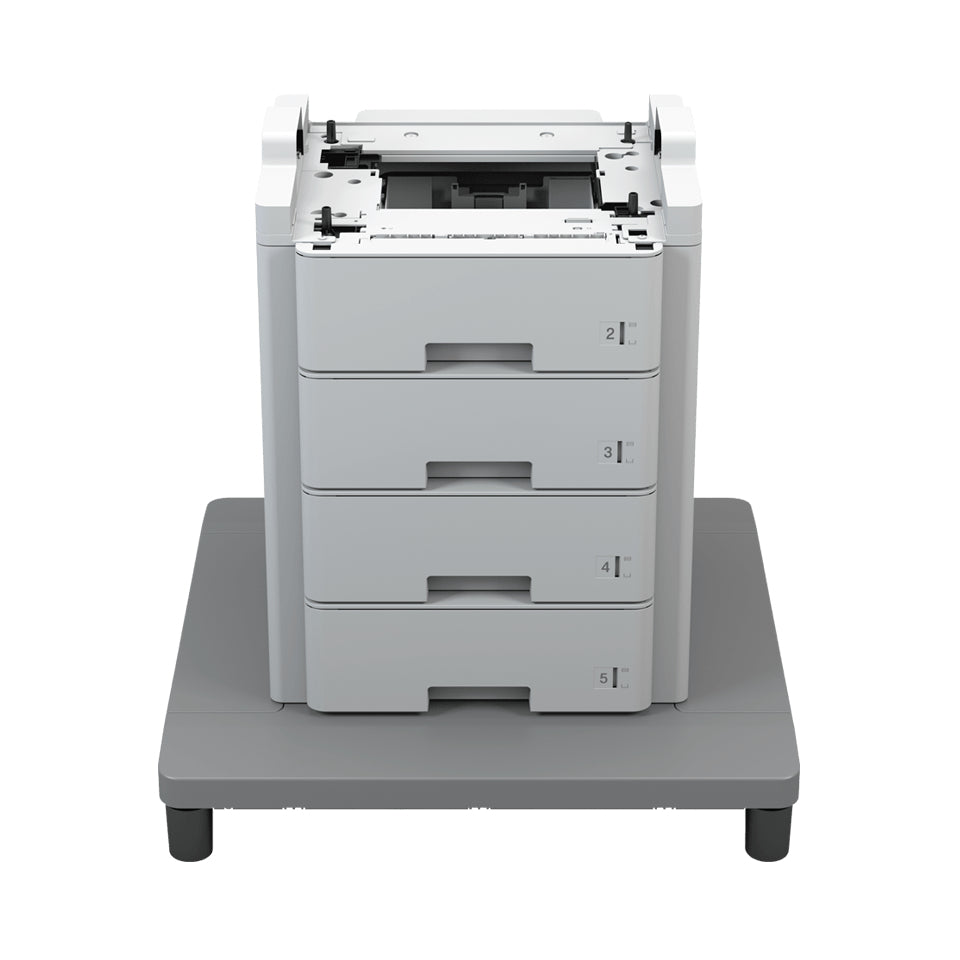 Brother TT-4000 papierunit met vier laden op een grijze verrijdbare voet