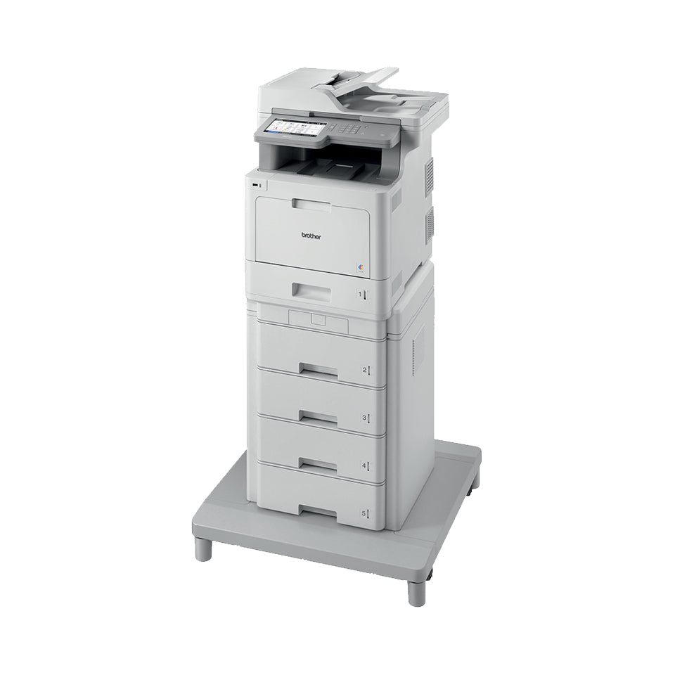 Brother TT-4000 papierunit onder een laserprinter op een verrijdbare voet