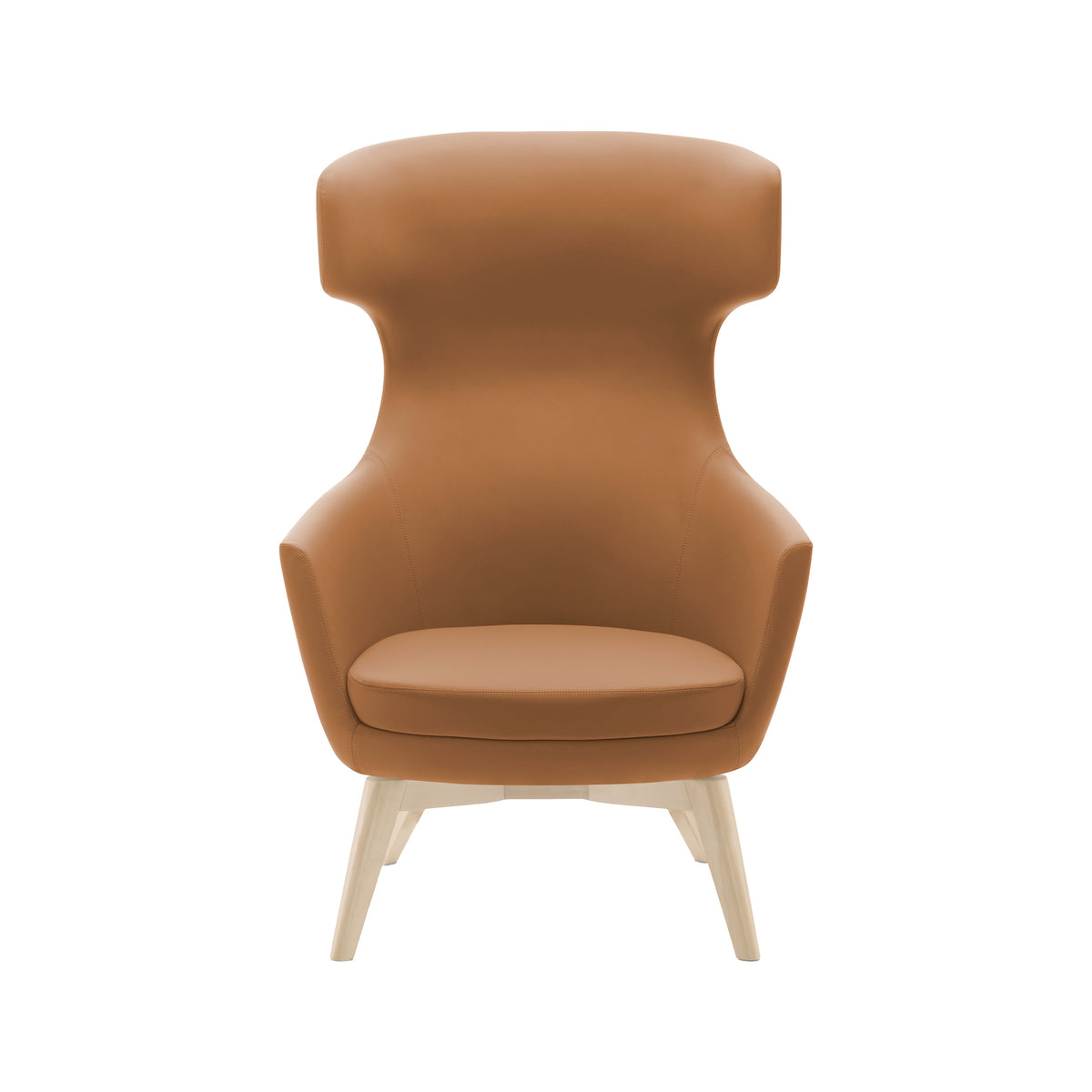 Danza fauteuil in cognac op houten poten