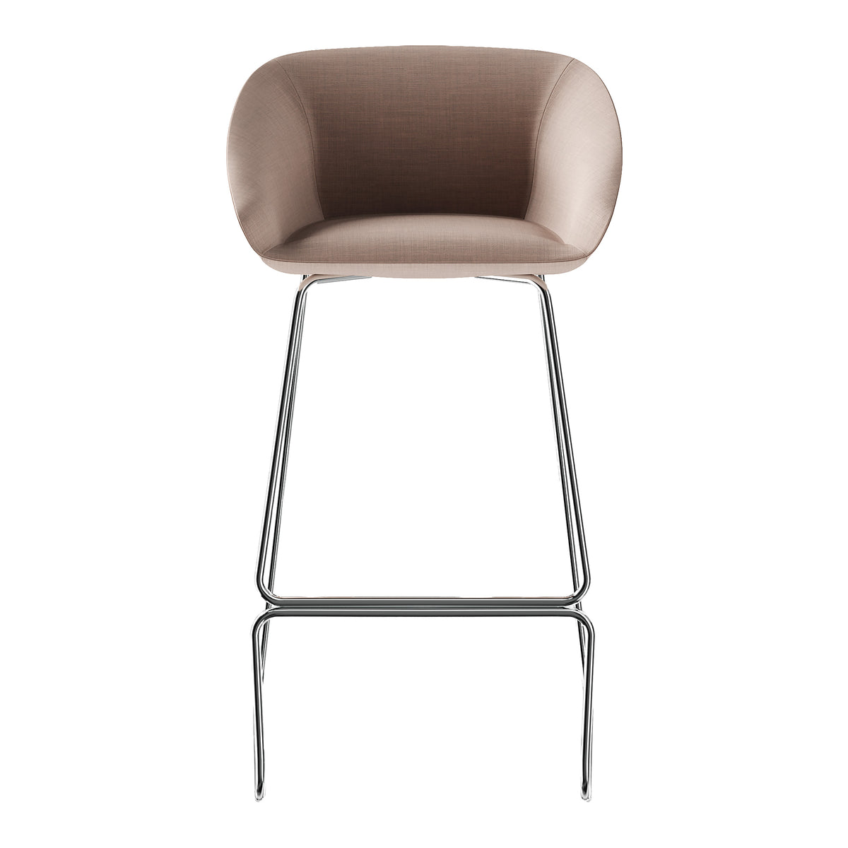 Flamenco barkruk in taupe op een verchroomd frame