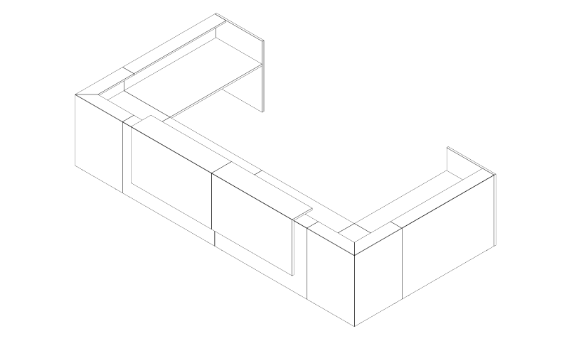 Technische tekening Z2 receptiebalie hoog-laag