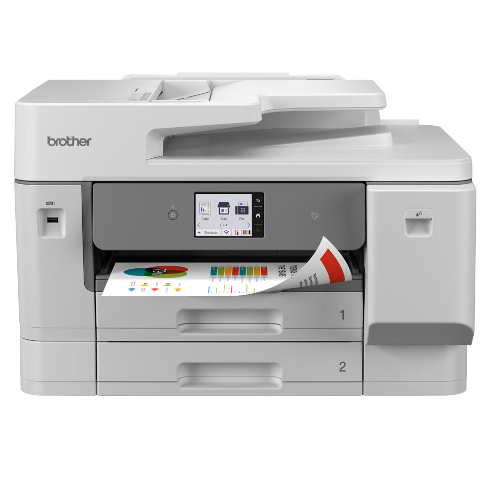Brother MFC-J6975DW all-in-one inkjetprinter met documentinvoer, touchscreen en een kleurenafdruk in de uitvoer