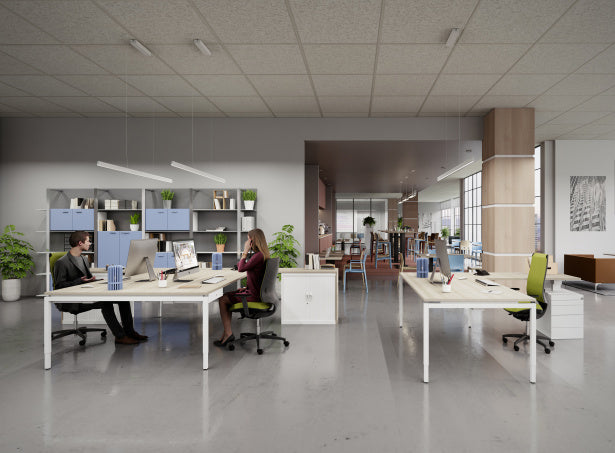 Arca werkplekken in een moderne kantoorruimte
