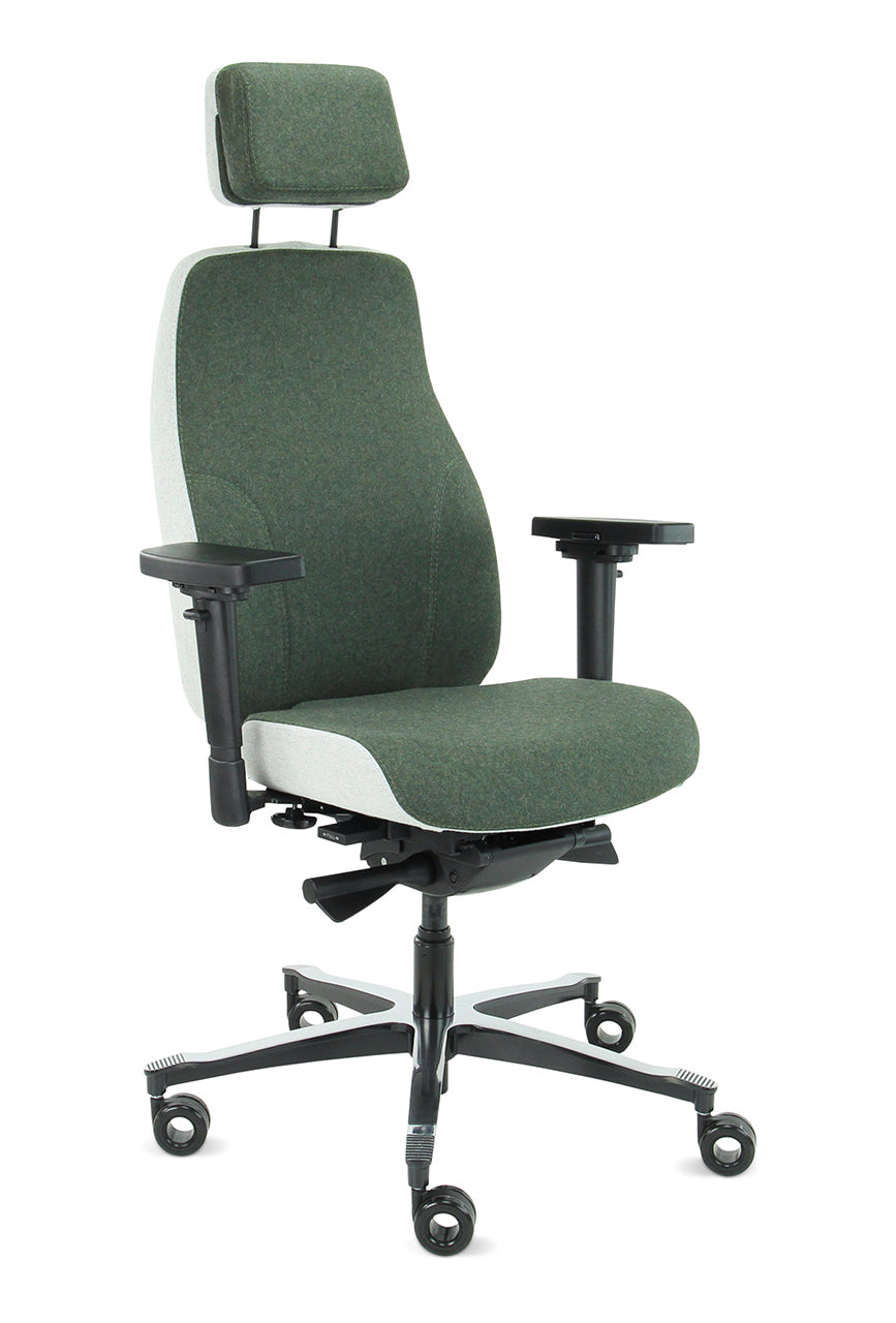 Bureaustoel Therapod X2 HR in Facet wol Olive met Ashgrey