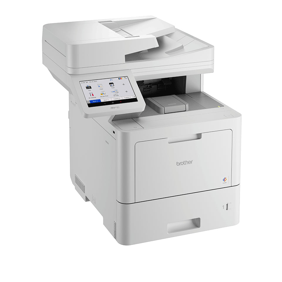 Brother MFC-EX670 kleurenlaserprinter driekwart van rechts gezien, met kantelbaar touchscreen