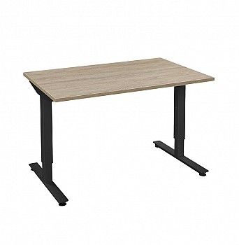 Bureau Beta recht, 120 x 60 cm, met eikendecor blad op een zwart onderstel