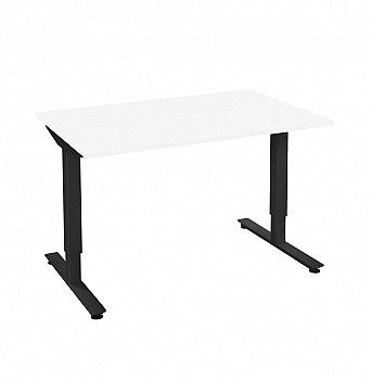 Bureau Beta recht, 120 x 60 cm, met wit blad op een zwart onderstel