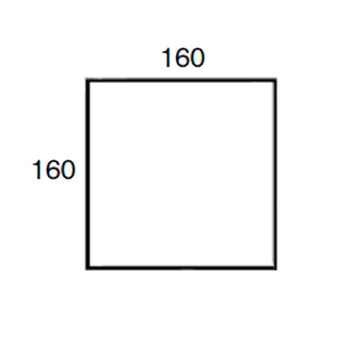 Maatvoering van het blad 160 x 160 cm