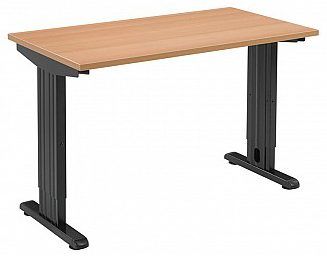 Bureau Proton recht, 120 x 80 cm, met eikendecor blad op een zwart C-frame