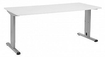 Bureau Proton recht, 180 x 80 cm, met wit blad op een aluminiumkleurig frame