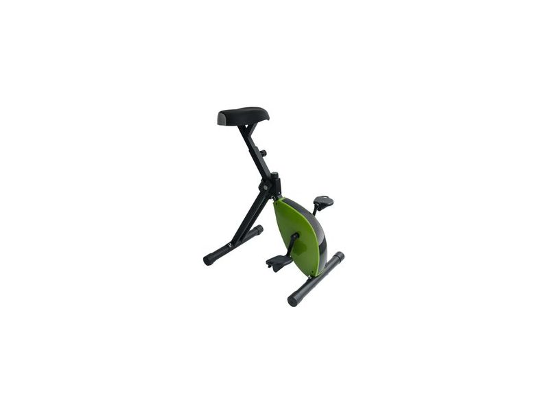 Bureaufiets met zwart frame en groen vliegwiel