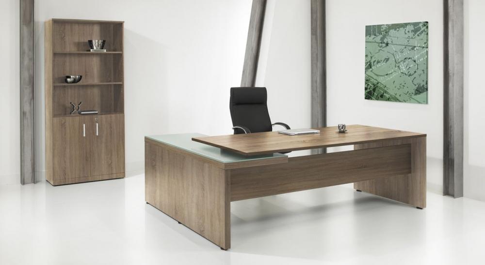Directiebureau Manager L Exclusive in eikendecor met boekenkast