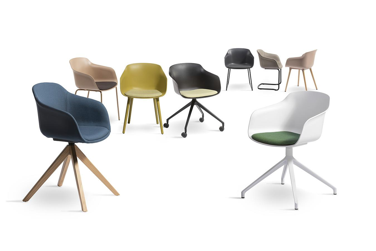 Dame vergaderstoelen in diverse kleuren en onderstellen