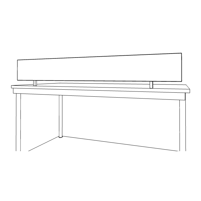 Lijntekening Desk Up bureauscherm op een bureau