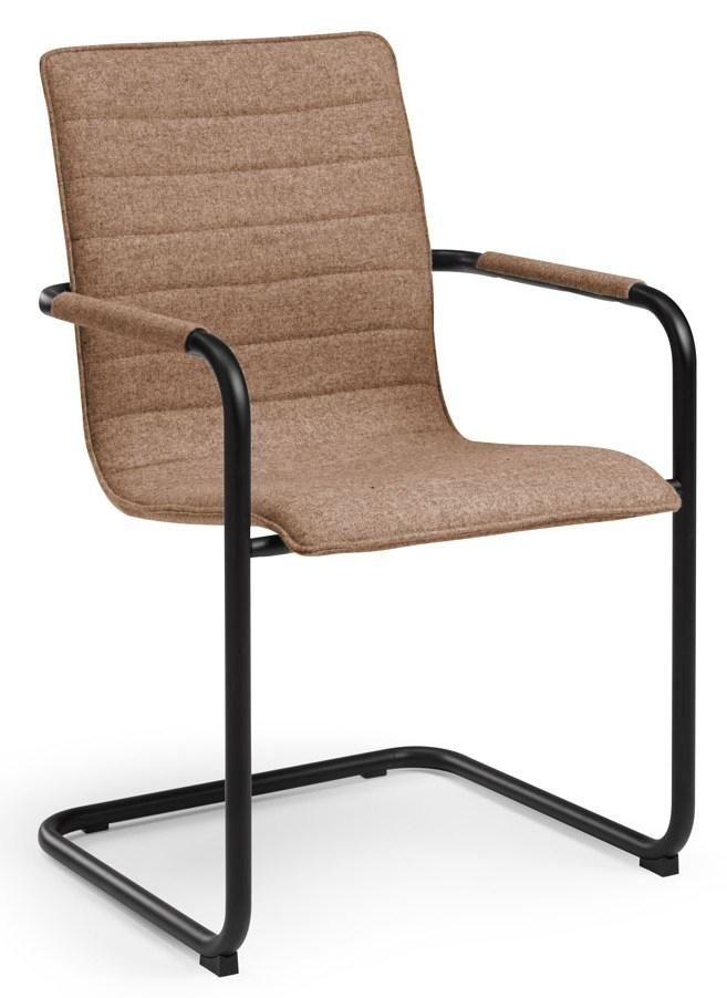 Vergaderstoel Ella in camel met zwart sledeframe