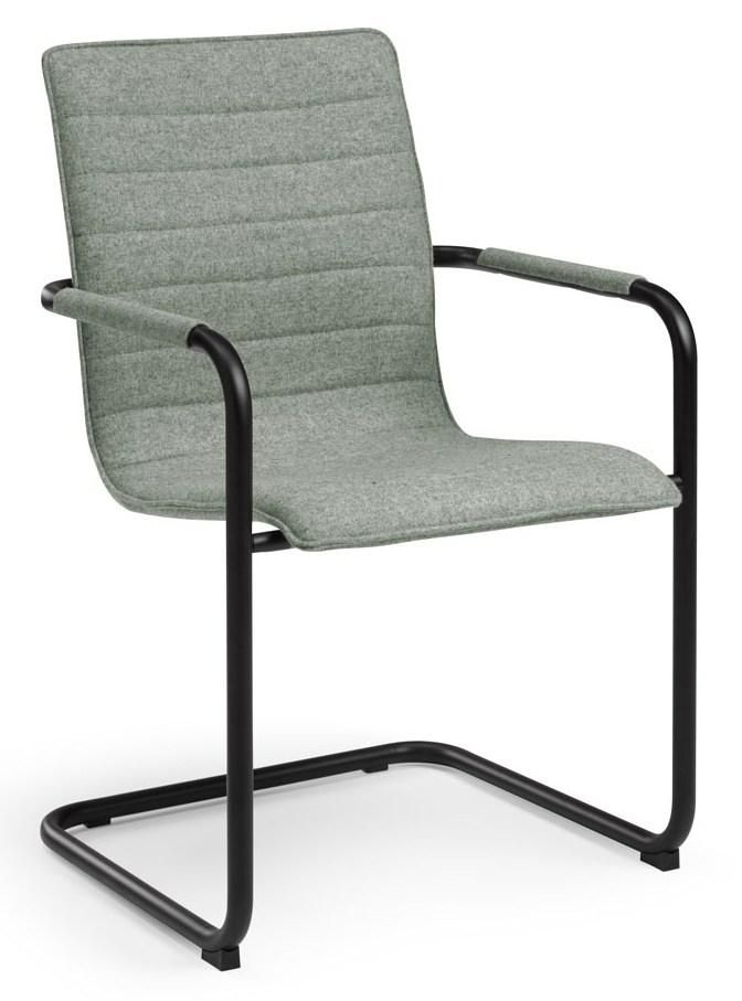 Vergaderstoel Ella met saliegroene bekleding en zwart frame