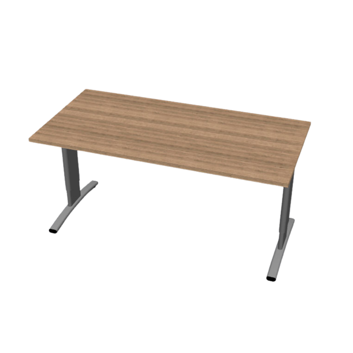 Entrada bureau rechthoek met blad in noten en aluminium T-poot