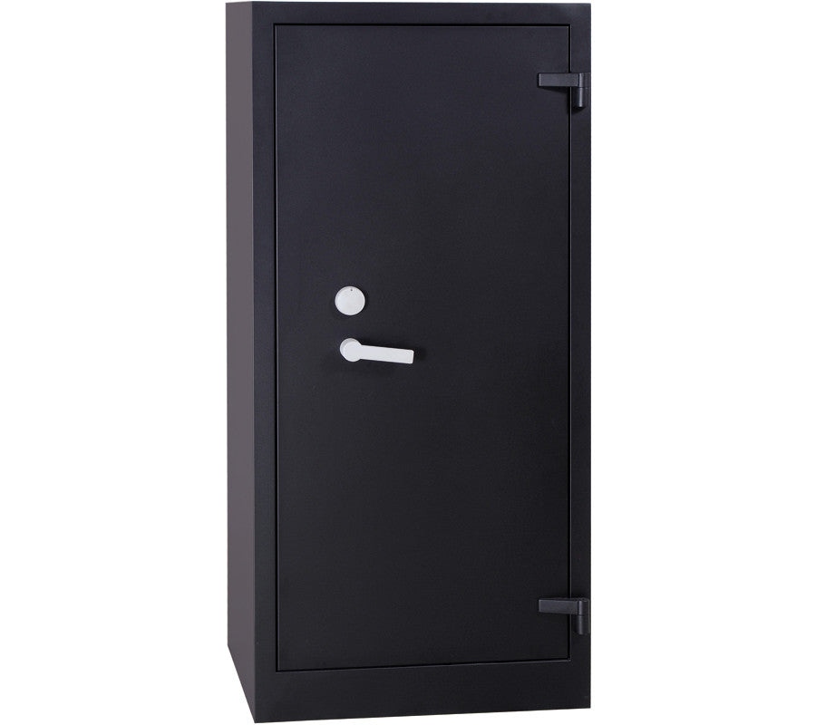Brandkast Small 150 x 70 x 55 cm in zwart, gesloten, met enkele deur en dubbelbaardslot