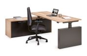 Flex 3+ manager wang-frame met zwarte aanbouwkast en antracietgrijze wangenpoot, met zwarte bureaustoel