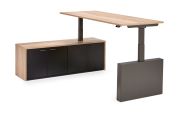 Flex 3+ manager wang-frame met zwarte aanbouwkast en antracietgrijze wangenpoot, zonder stoel