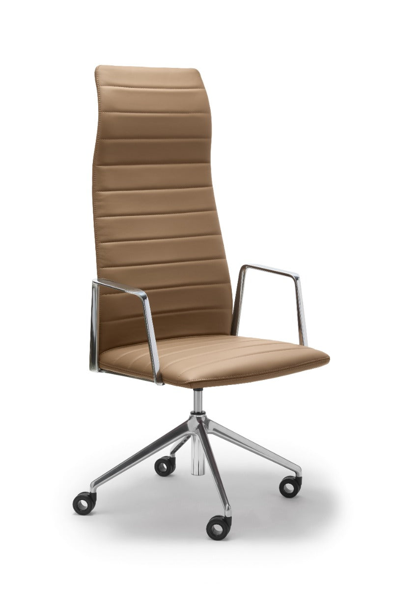 Grecale bureaustoel in bruin leder met hoge rug