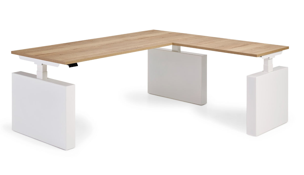 Flex 3+ wang hoekopstelling met witte wangenpoten in zithoogte, zonder accessoires