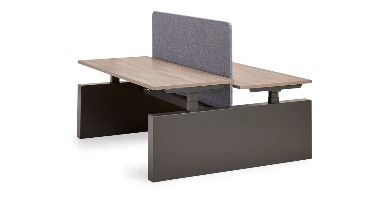 Flex 3+ bench wang met antracietgrijze wangenpoten en grijs akoestisch scheidingsschot