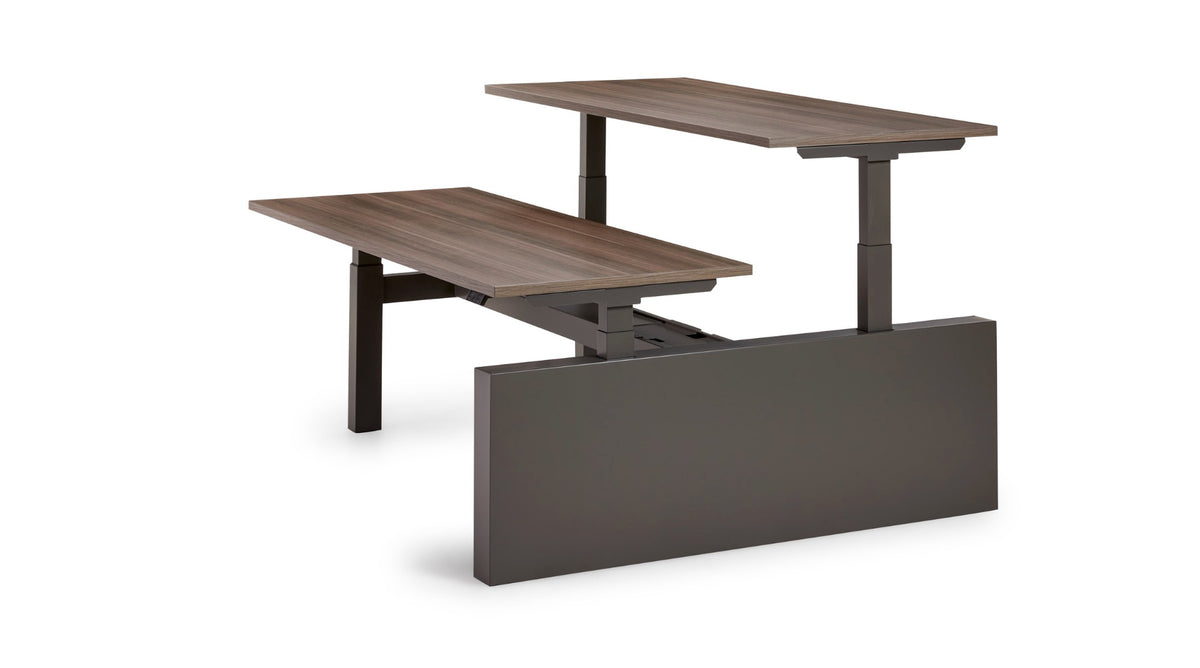 Flex 3+ bench H+wang zonder accessoires, een blad in zithoogte en een blad in stahoogte
