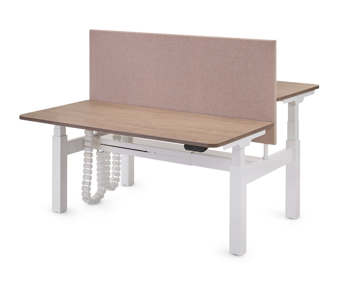 S-Line bench met wit frame en zandkleurig scheidingsschot, zonder stoelen