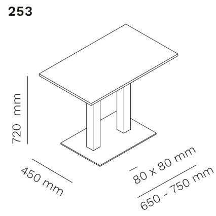 Mara 253 kolomtafel met twee kolompoten