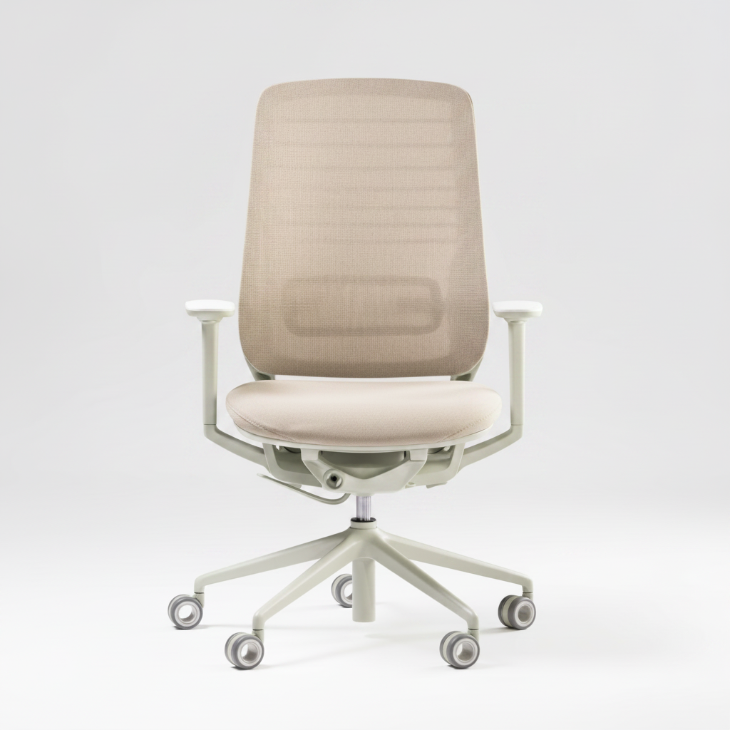 Reshape bureaustoel in beige met netrug, schuin van voren