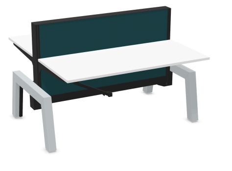 Max Hybrid duo elektrisch bureau met wit blad, grijs frame en groen scherm