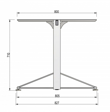 Technische tekening van de Tmeeting 3 vergadertafel