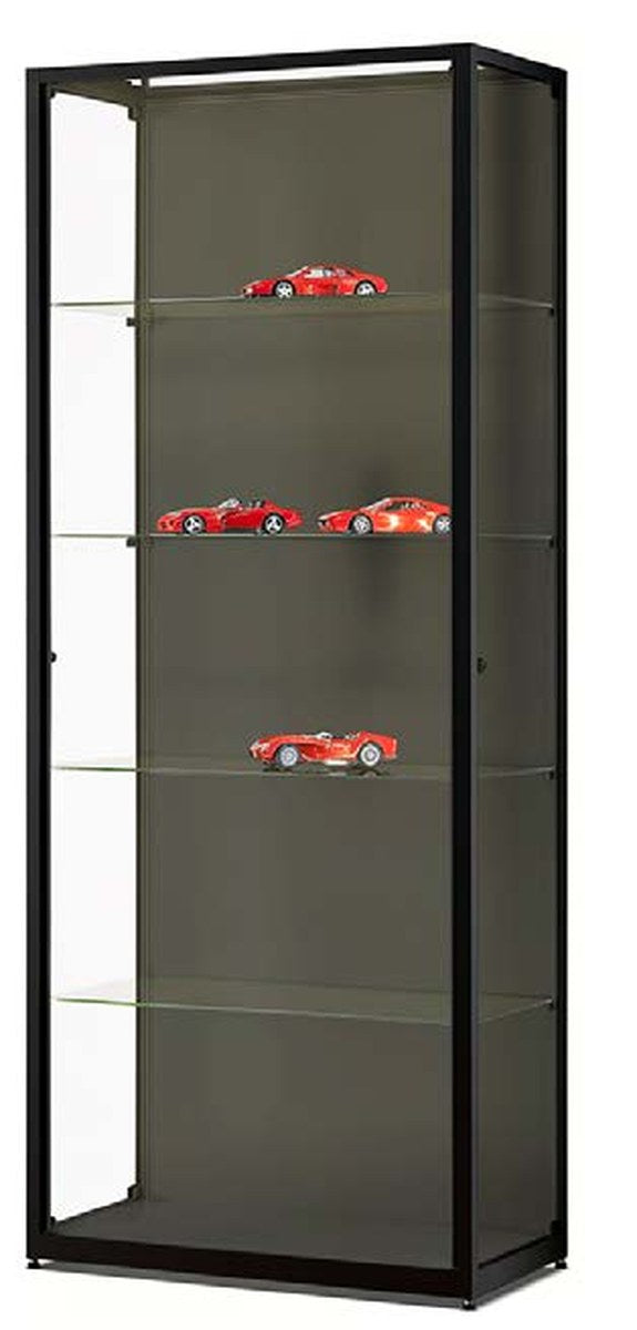Vitrinekast van 80 cm met LED-strip in zwart