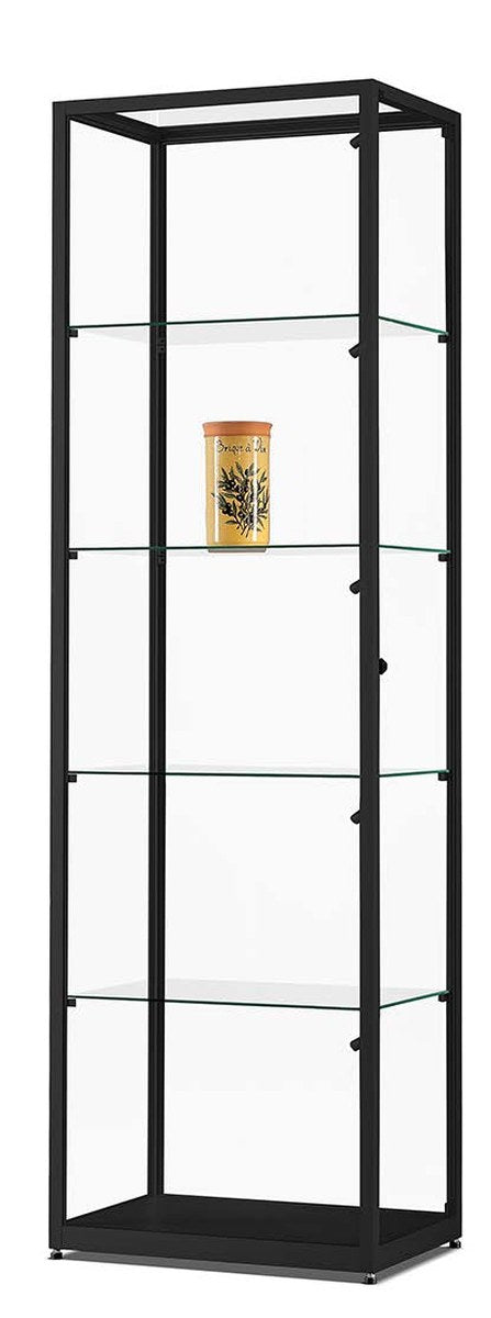 Vitrinekast van 60 cm met LED-spots op klikrail in zwart