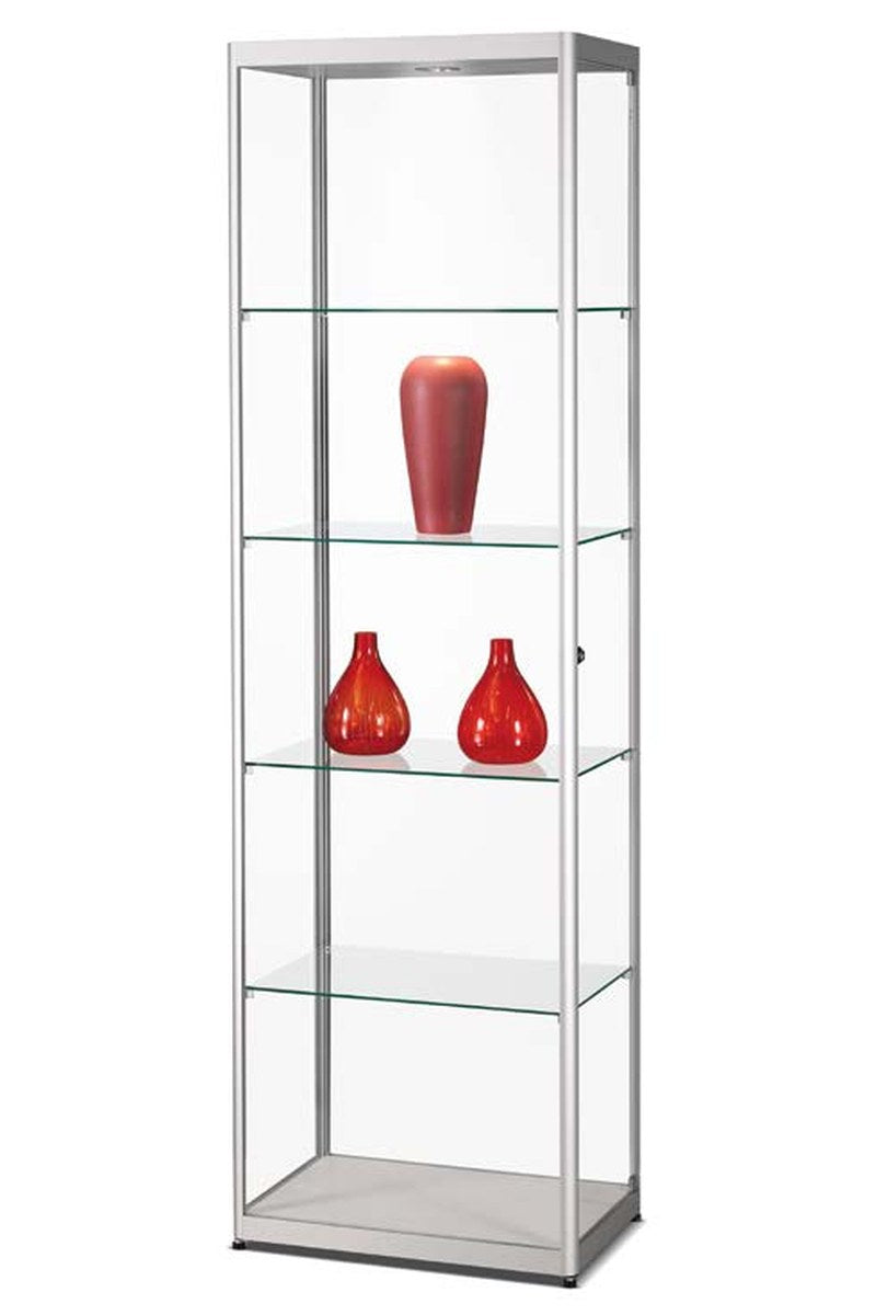 Vitrinekast met LED-verlichting, 60 cm breed in zilver