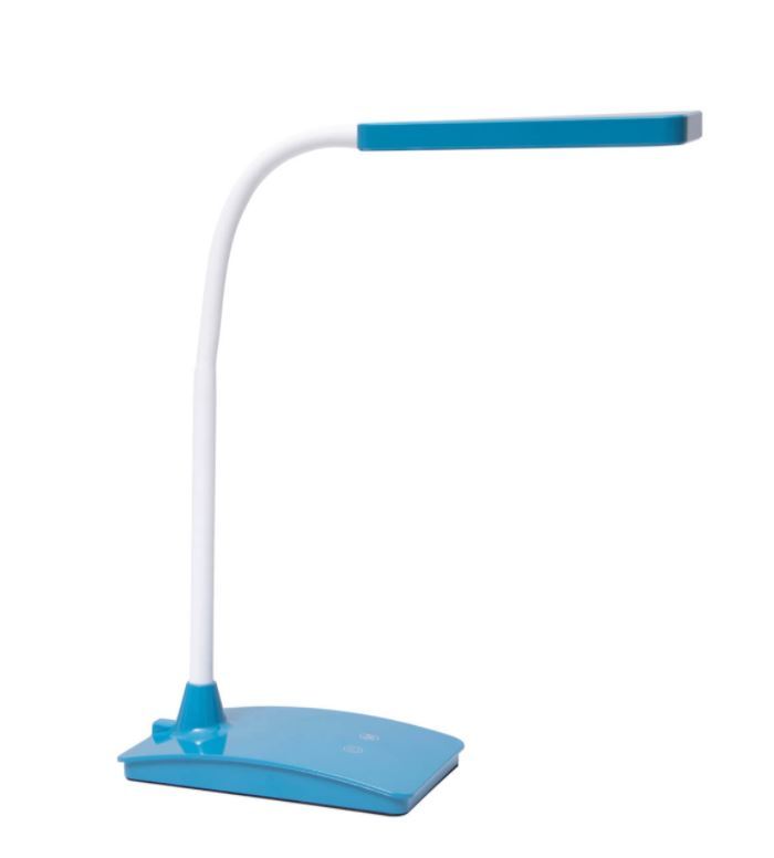 Bureaulamp Pear in blauw met flexibele witte arm