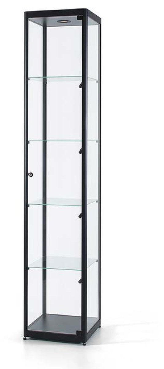 Vitrinekast van 40 cm met LED-spots op klikrail in zwart