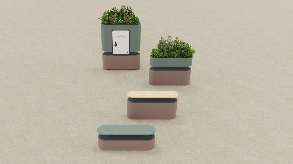 Render van M+ Planters en zitelementen