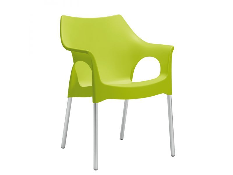 Kantinestoel Ola in limegroen met aluminium poten