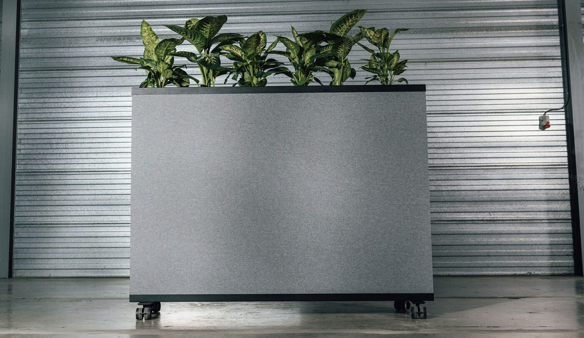 SENA akoestische plantenbak in grijs op wielen met planten