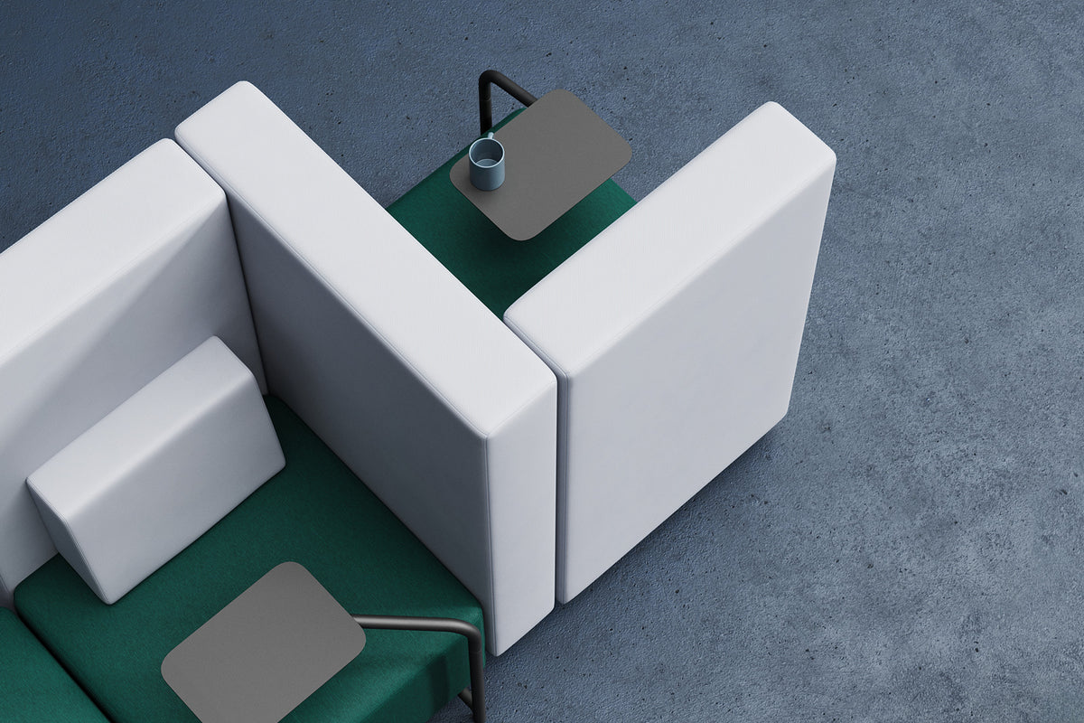 M+ Sofa hoekopstelling in wit met groene zitting