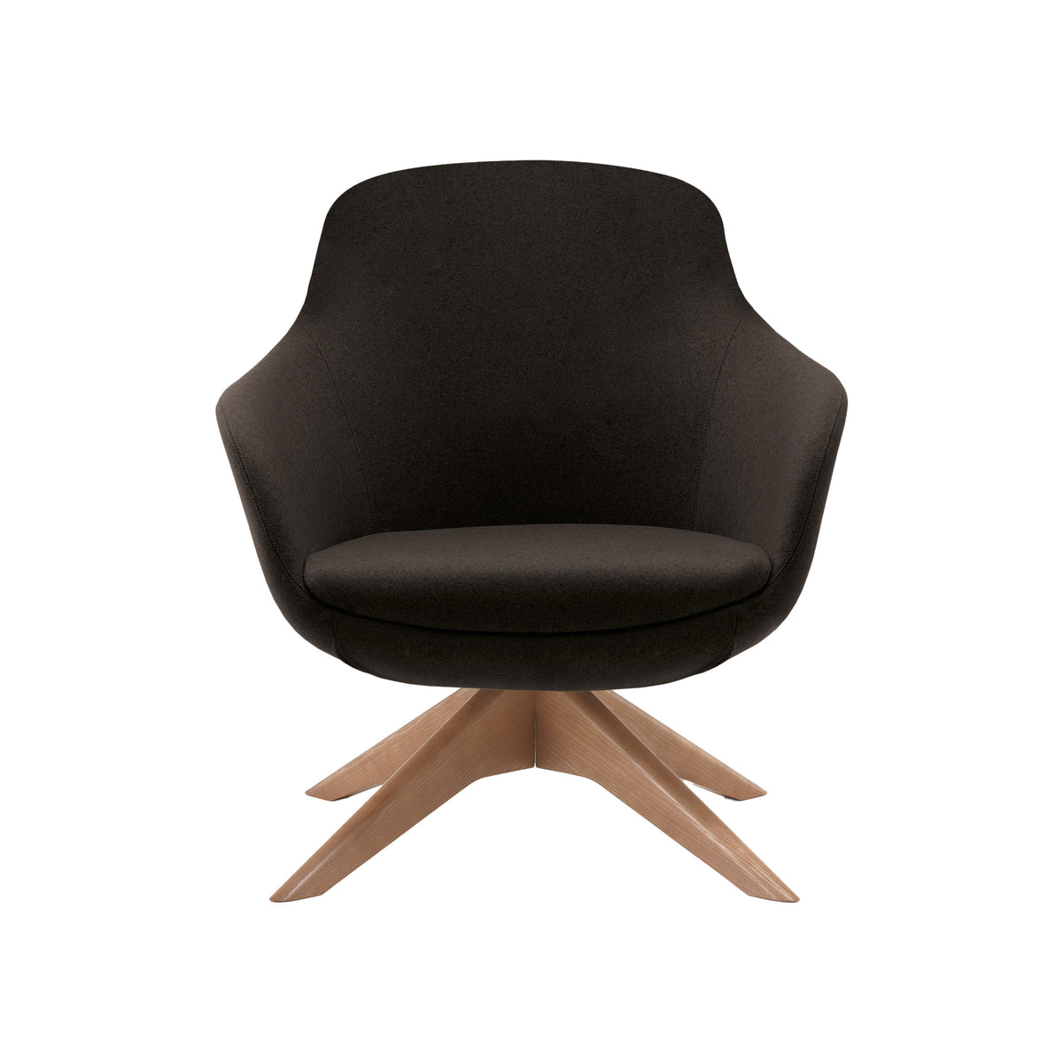 Salsa fauteuil in zwart op een houten kruisvoet