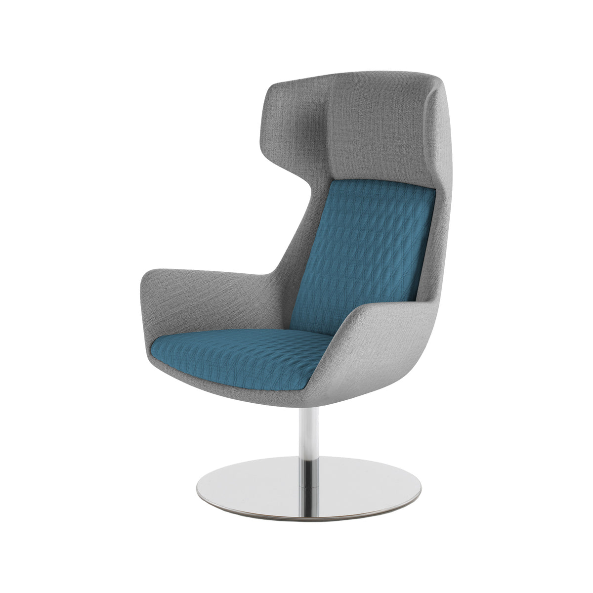 Samba High fauteuil in grijs en blauw op een schijfvoet
